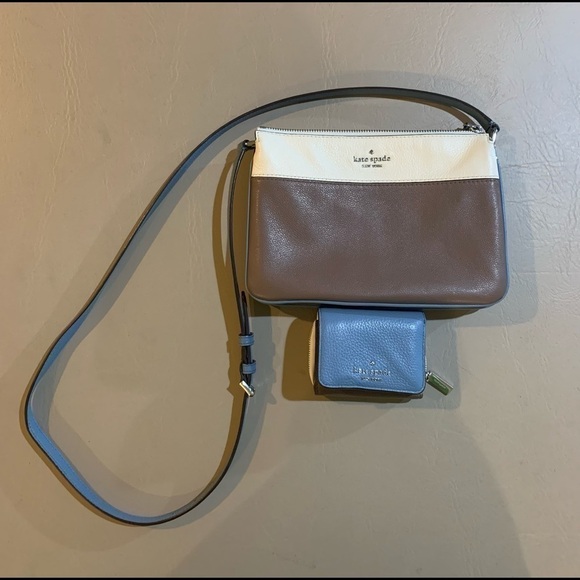 Kate spade matching color block brown/blue Baltic Sea crossbody&wallet.‌‌‌‌‌‌‌‌‌ - Picture 1 of 16